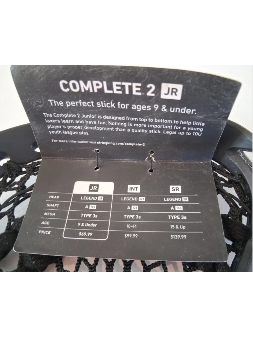StringKing Complete 2 Jr. Youth Lacrosse Black/Black NEW NWT *Head Only*